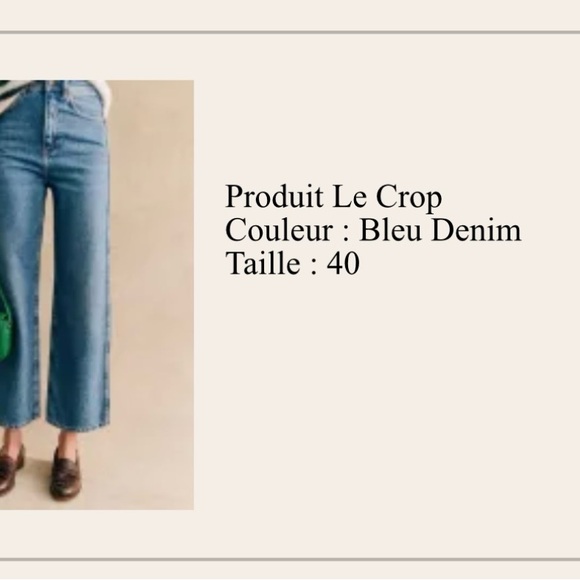 Sezane le crop bleu denim size 40 - Picture 2 of 9